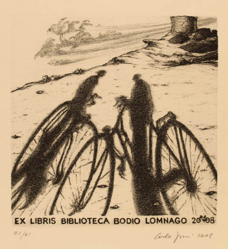 Exlibris by Carla Fusi from Italy for Biblioteca Bodio Lomnago - Scenery/Landscape Man 