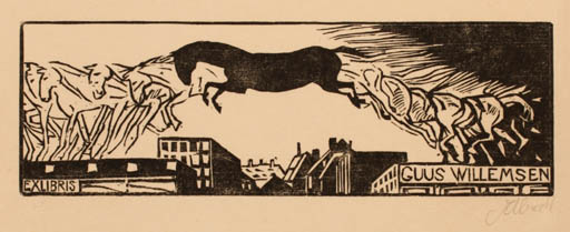 Exlibris by Eduard Albrecht from Germany for Guus Willemsen - City Horse 