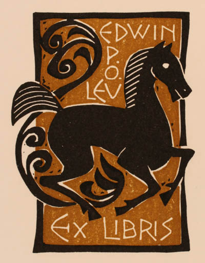 Exlibris by Kobi Baumgartner from Schwitzerland for Edwin Polev - Horse 