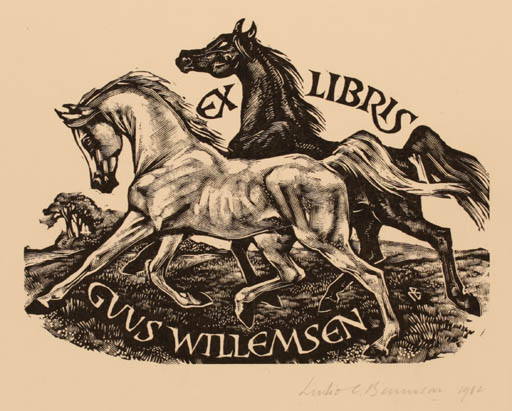 Exlibris by Leslie Benenson from Great Britain for Guus Willemsen - Horse 