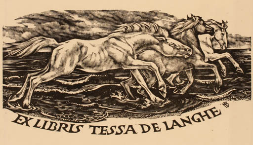 Exlibris by Leslie Benenson from Great Britain for Tessa de Langhe - Horse 