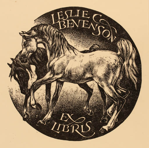 Exlibris by Leslie Benenson from Great Britain for Leslie Benenson - Horse 