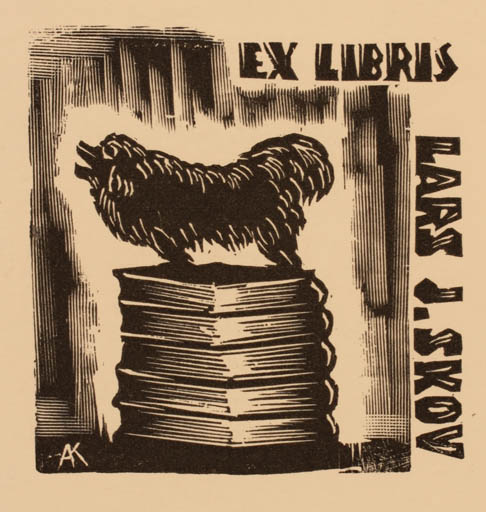 Exlibris by Kàroly Andrusko from Yugoslavia for Lars J. Skov - Book Dog 