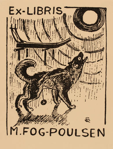 Exlibris by Jens Rosing from Denmark for M. Fog-Poulsen - Dog 