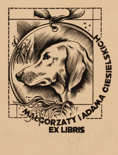 Exlibris by Wojciech Luczak from Poland for ? Ciesielskich - Dog 