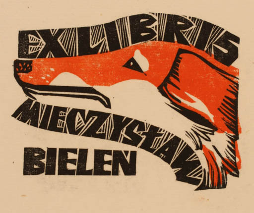 Exlibris by Edward Grabowski from Poland for Mieczyslaw Bielen - Dog 