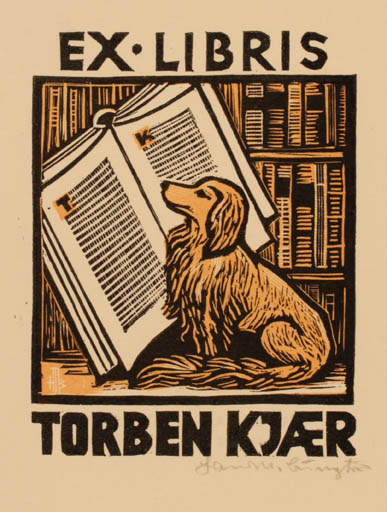 Exlibris by Hans Michael Bungter from Germany for Torben Kjær - Book Dog 