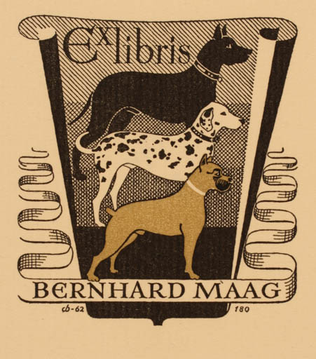 Exlibris by Christian Blæsbjerg from Denmark for Bernhard Maag - Dog 
