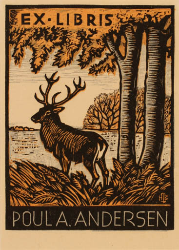 Exlibris by Hans Michael Bungter from Germany for Poul A. Andersen - Fauna 