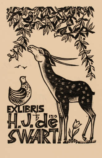 Exlibris by Oriol M. Divi from Spain for H. J. de Swart - Fauna 