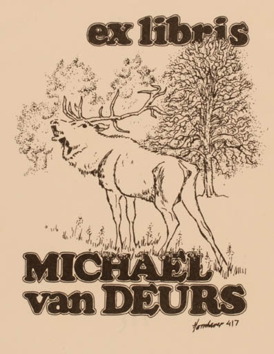 Exlibris by Hans Chr. Hornhaver from Denmark for Michael van Deurs - Fauna 