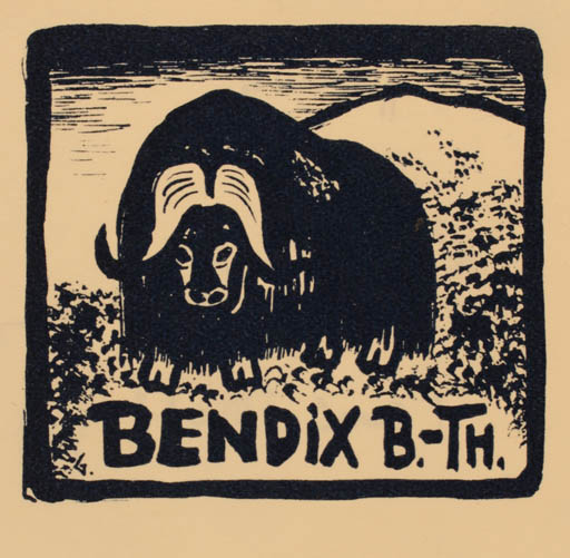 Exlibris by Aage Gitz-Johansen from Denmark for Bendix Bech-Thostrup - Fauna 