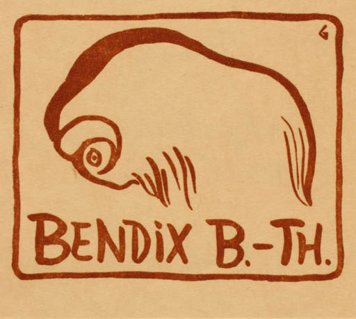 Exlibris by Aage Gitz-Johansen from Denmark for Bendix Bech-Thostrup - Fauna 