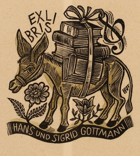 Exlibris by Hermann Huffert from Germany for Hans og Sigrid Gottmann - Fauna 