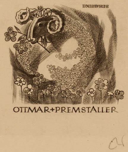 Exlibris by Wojciech Jakubowski from Poland for Ottmar Premstaller - Fauna 