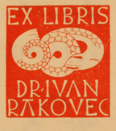 Exlibris by Joze Plecnik from Yugoslavia for Dr. Ivan Rakovec - Fauna 