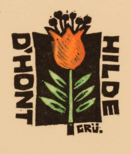 Exlibris by Ernst Grünewald from Germany for Hilde D´Hont - Flower 