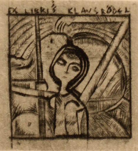 Exlibris by Ladislav Feszt from Romania for Klaus Rödel - Woman 