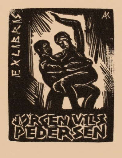 Exlibris by Kàroly Andrusko from Yugoslavia for Jørgen Vils Pedersen - Couple 