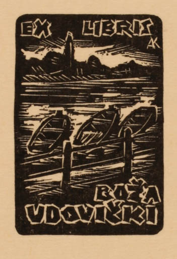 Exlibris by Kàroly Andrusko from Yugoslavia for raza Udovicki - Scenery/Landscape 