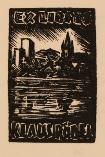 Exlibris by Kàroly Andrusko from Yugoslavia for Klaus Rödel - City 