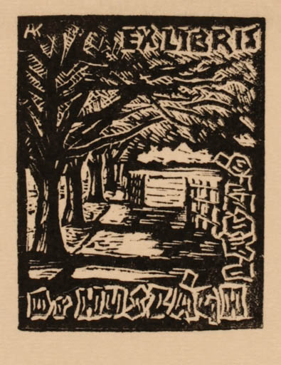 Exlibris by Kàroly Andrusko from Yugoslavia for ? Huszagh - Scenery/Landscape 