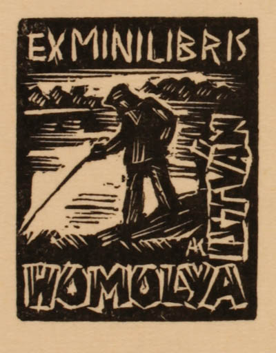 Exlibris by Kàroly Andrusko from Yugoslavia for Istvan Homolya - Man 