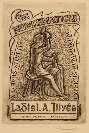 Exlibris by Istvan Tempinszky from Hungary for Ladisl. A. Illyés - Working Hobby 