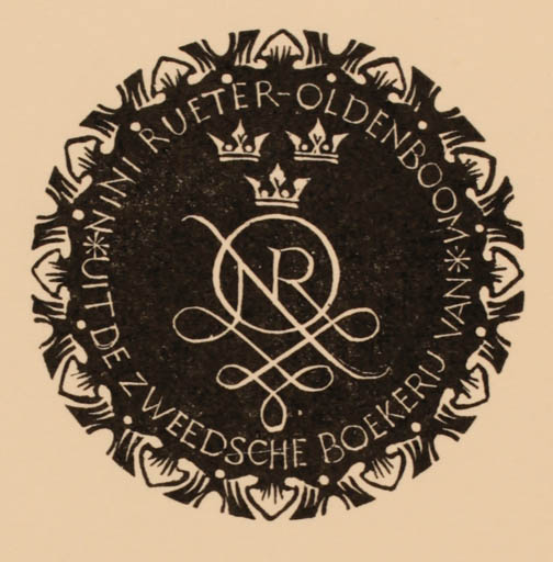 Exlibris by Pam Georg Rueter from Netherland for Nini Rueter - Monogram 