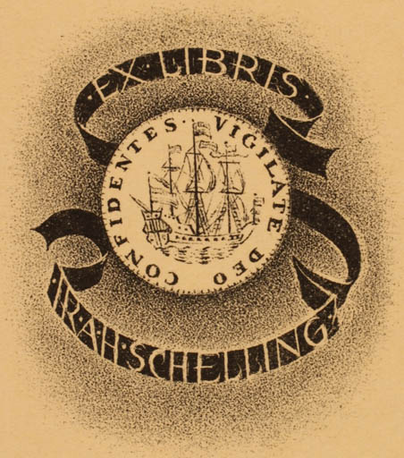 Exlibris by Evert Musch from Netherland for Irah Schelling - Ship/Boat 