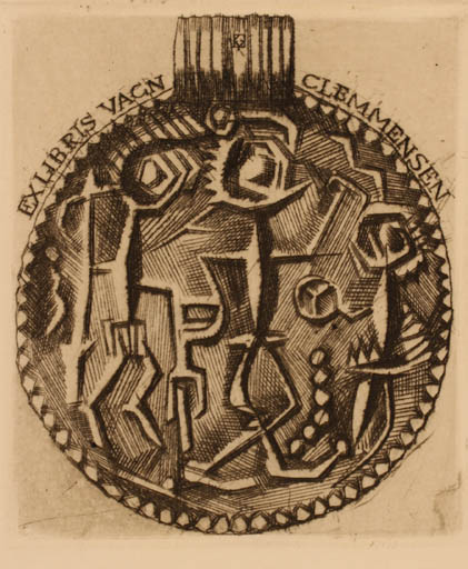 Exlibris by Gyula Köhegyi from Hungary for Vagn Åge Clemmensen - Abstract 