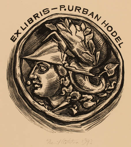 Exlibris by Emil Kotrba from Czechoslovakia for Pater Urban Hodel - Hobby Portrait 