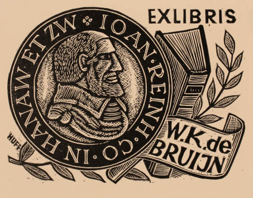 Exlibris by Hermann Huffert from Germany for W.K. De Bruijn - Book Man 