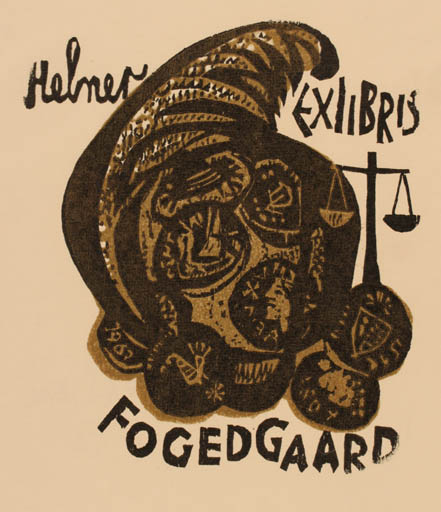 Exlibris by Lenke Diskay from Hungary for Helmer Fogedgaard - 