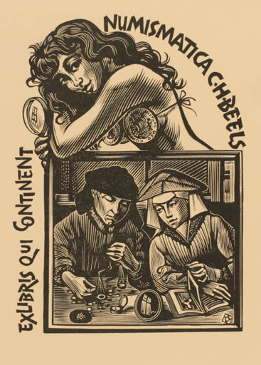 Exlibris by Frank-Ivo van Damme from Belgium for C. H. Beels - Woman Couple 