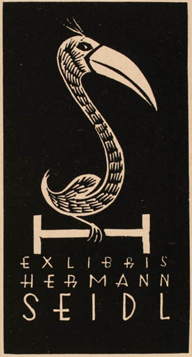 Exlibris by Jörg Reitter from Austria for Hermann Seidl - Bird 