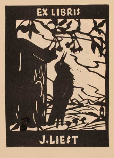 Exlibris by Th. Braekstra from Unknown for J. Liest - Bird 