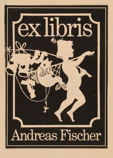 Exlibris by Andreas Svab from Czechoslovakia for Andreas Fischer - Child Fish 