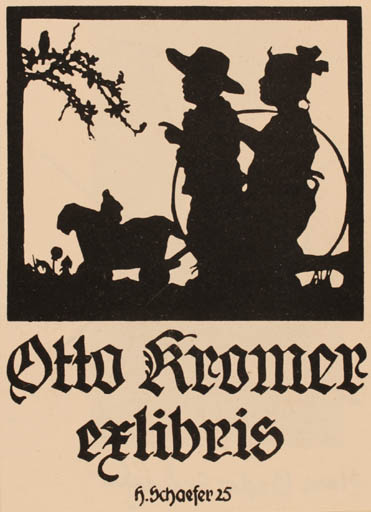 Exlibris by   from Germany for Otto Kromer - Couple 