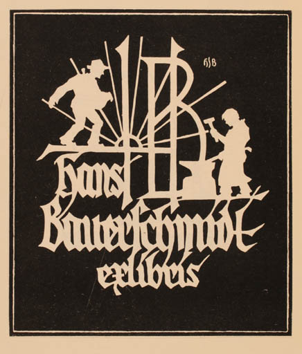 Exlibris by Hans Schaefer from Germany for Hans Brauer Schmidt - Working 