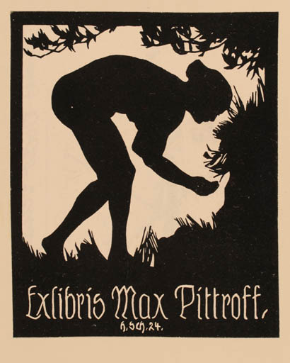 Exlibris by Hans Schaefer from Germany for Max Pittroff - Woman 