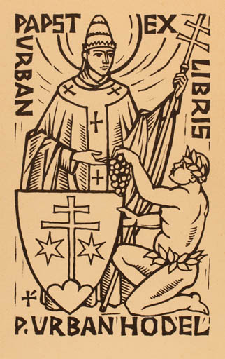 Exlibris by Theodor Rutishauser from Schwitzerland for Pater Urban Hodel - Religion 