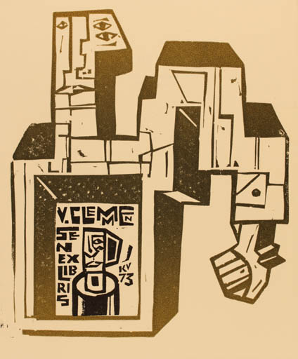 Exlibris by Vincas Kisarauskas from Lithuania for Vagn Åge Clemmensen - Abstract 