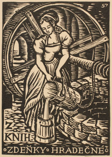 Exlibris by Michal Florian from Czech Republic for Zdenky Hradecne - Working Woman 