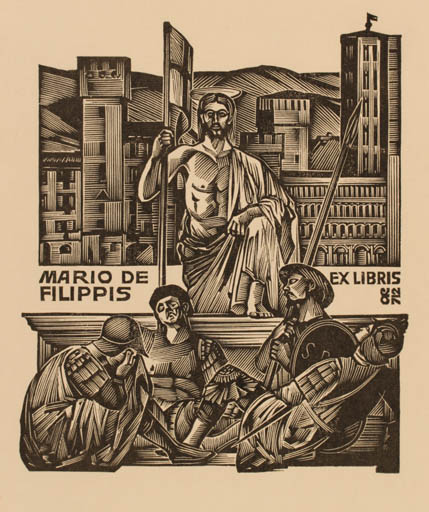 Exlibris by Anatolij Kalaschnikow from Russia for Mario de Filippis - Group Religion 