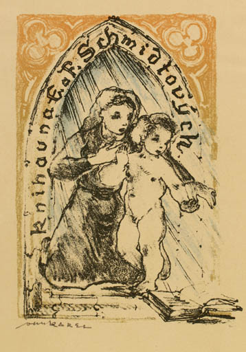 Exlibris by O. Karel from Czechoslovakia for F Schmidtovyck - Madonna Religion 