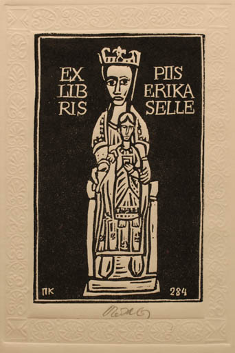 Exlibris by Pencho Koulekov from Bulgaria for Erika Selle - Madonna Religion 