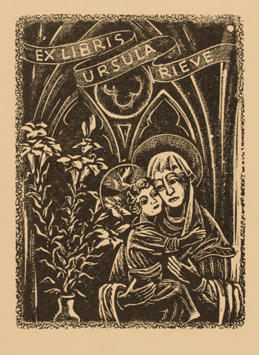 Exlibris by Johannes Lebek from Germany for Ursula Rieve - Madonna Religion 