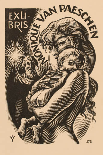 Exlibris by Frank-Ivo van Damme from Belgium for Monique Van Paeschen - Madonna 