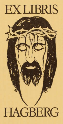 Exlibris by Jo Erich Kuhn from Sweden for Johnny Hagberg - Portrait Religion 